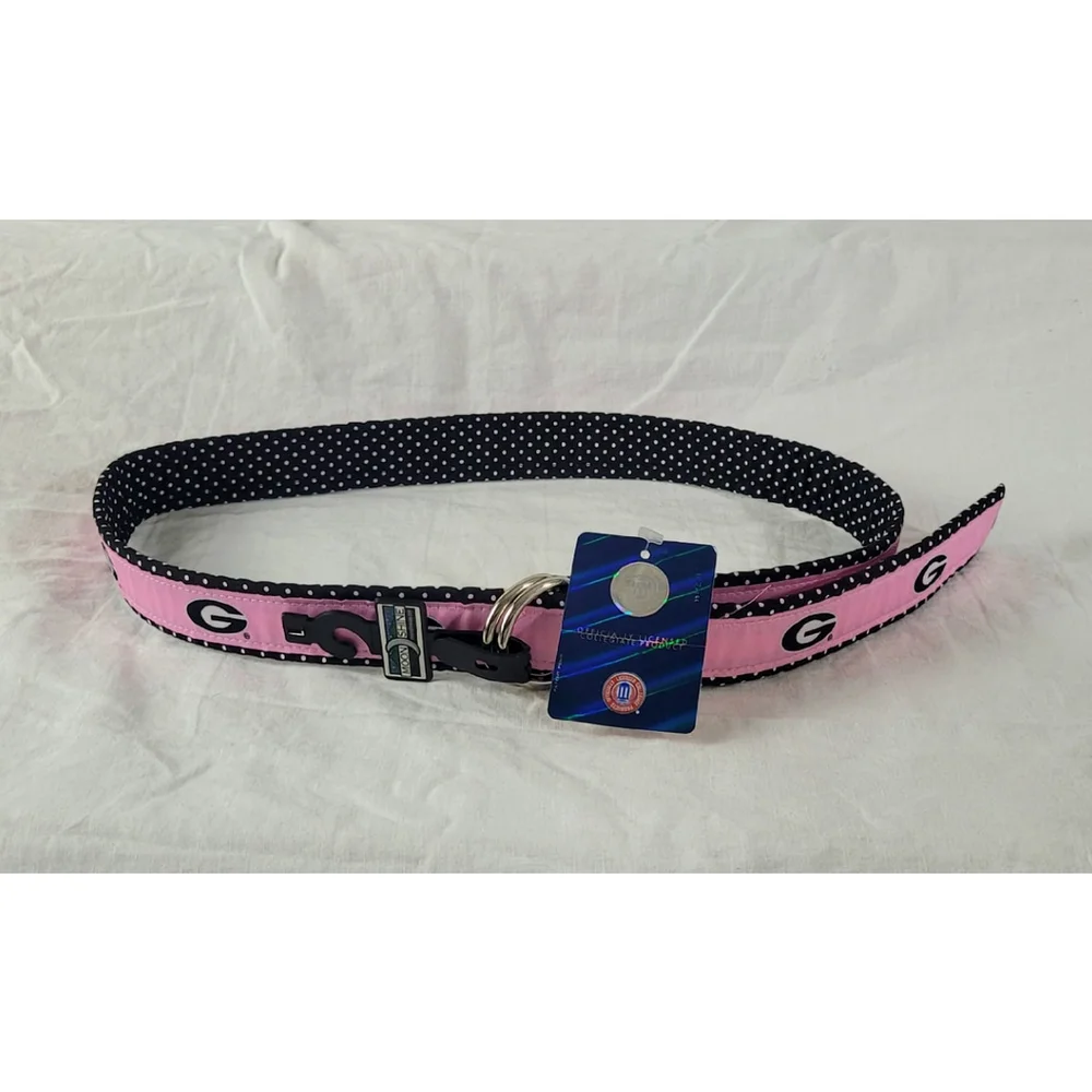 Size L University of Georgia Bulldogs UGA Belt‎ Pink and Black